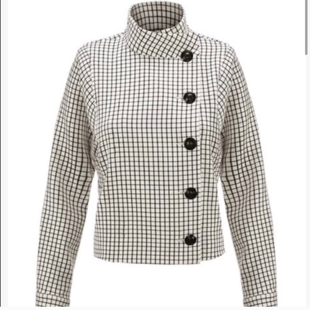 CAbi Black & White Windowpane Jacket Size S